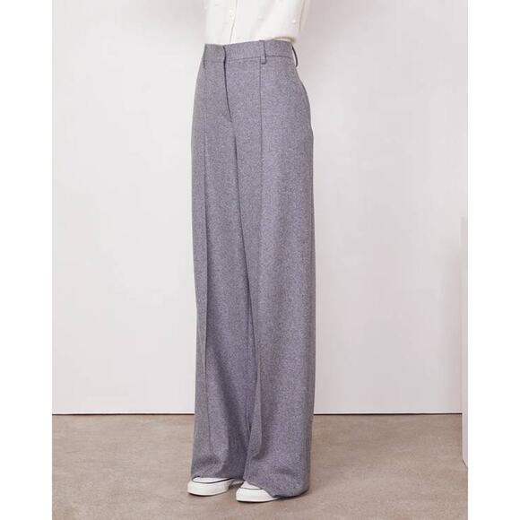 Officine Generale Rosa Wide Leg Pants in Heather Grey 38 US 6 - Picture 2 of 5